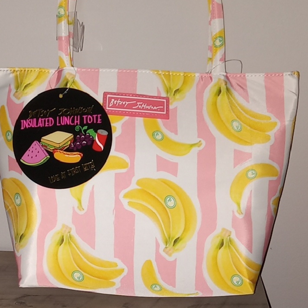 Betsey Johnson Pink and White Banana Lunch Tote New 🍌🍌🍌🍌🍌